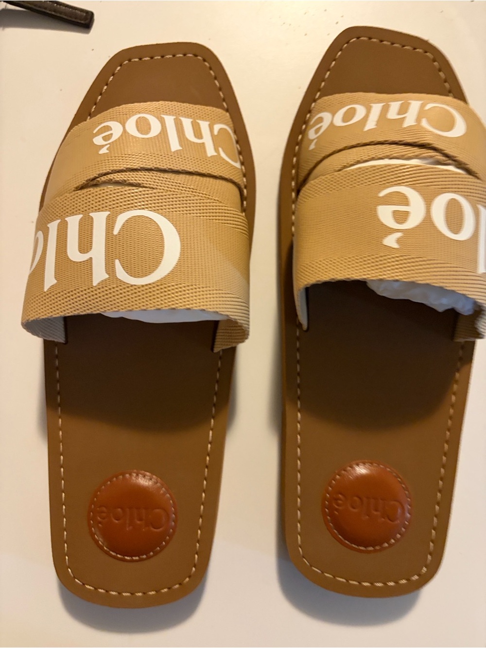 Chloe woody slide tan Soft Flat Slide Sandals size 40 or 9 New in Box